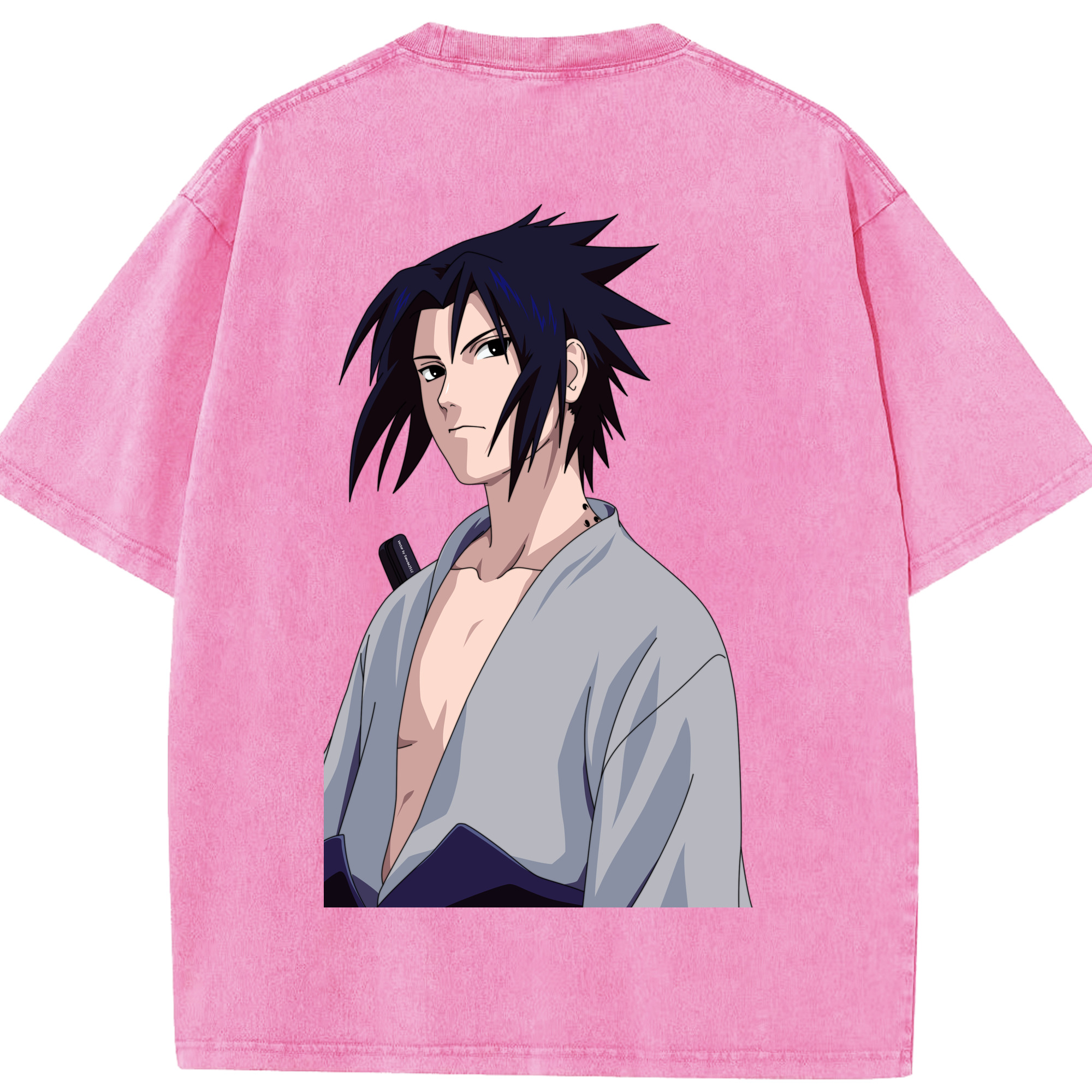 （画像用） NARUTO -ナルト- うちは サスケ Uchiha Sasuke 綿100% ヴィンテージ風 半袖Tシャツ（背面プリント）